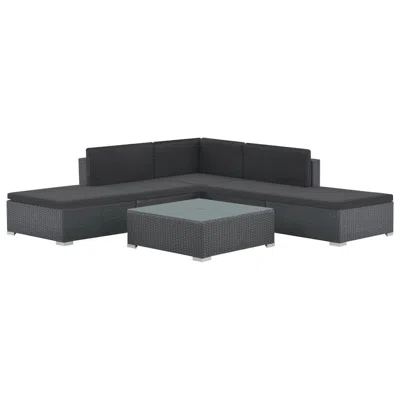 Vidaxl 6 Piece Garden Lounge Set With Cushions Poly Rattan Black, 48329 In Gray