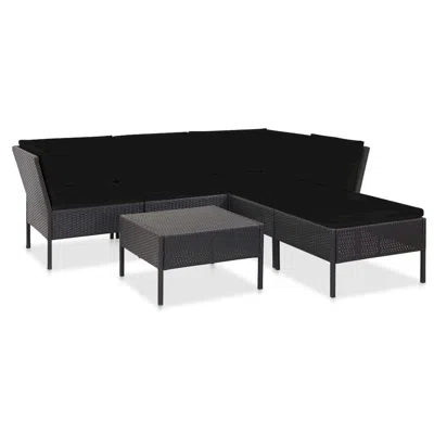 Vidaxl 6 Piece Garden Lounge Set With Cushions Poly Rattan Black, 48941