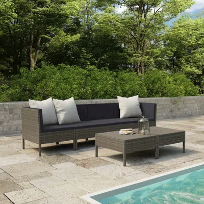 Vidaxl 6 Piece Garden Lounge Set With Cushions Poly Rattan Gray, 3056984 In Black