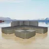 Vidaxl 6 Piece Garden Lounge Set With Cushions Poly Rattan Gray, 42836