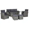 Vidaxl 6 Piece Garden Lounge Set With Cushions Poly Rattan Gray, 43960