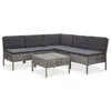 Vidaxl 6 Piece Garden Lounge Set With Cushions Poly Rattan Gray, 48938