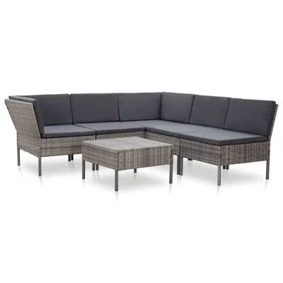 Vidaxl 6 Piece Garden Lounge Set With Cushions Poly Rattan Gray, 48950