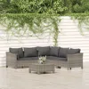 Vidaxl 6 Piece Patio Lounge Set With Cushions Gray Poly Rattan