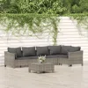 Vidaxl 6 Piece Patio Lounge Set With Cushions Gray Poly Rattan