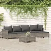 Vidaxl 6 Piece Patio Lounge Set With Cushions Gray Poly Rattan