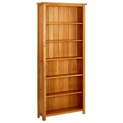 Vidaxl 6-tier Bookcase 31.5"x8.9"x70.9" Solid Oak Wood, 244470 In Brown