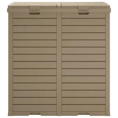 Vidaxl 60.8 Gallons Plastic Trash Can In Light Brown