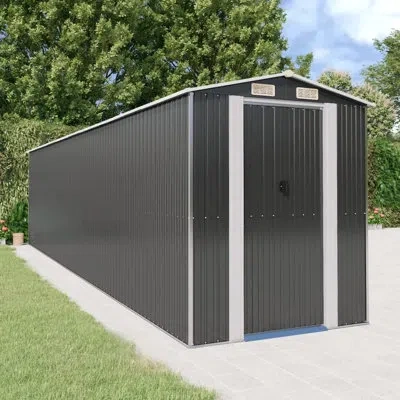 Vidaxl 6.3 Ft. W X 28.05 Ft. D Steel Traditional Storage Shed In Anthracite