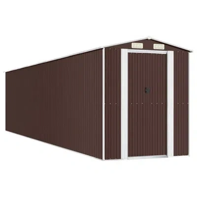 Vidaxl 6.3 Ft. W X 28.05 Ft. D Steel Traditional Storage Shed In Dark Brown