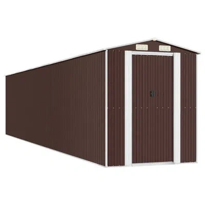 Vidaxl 6.3 Ft. W X 30.78 Ft. D Steel Traditional Storage Shed In Dark Brown