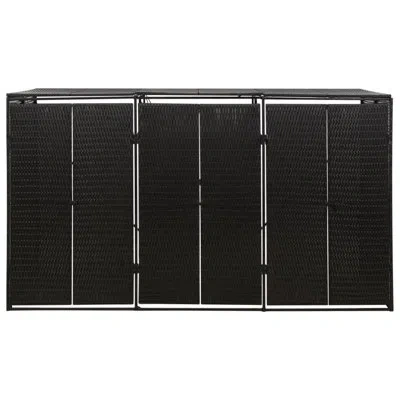 Vidaxl 6.79 Ft. W X 2.63 Ft. D Poly Rattan Traditional Garbage Shed In Black