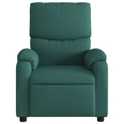 Vidaxl 6-point Massage Recliner Chair For Living Room, Adjustable Back & Footrest, Cup Holder In Dark Green Fabric