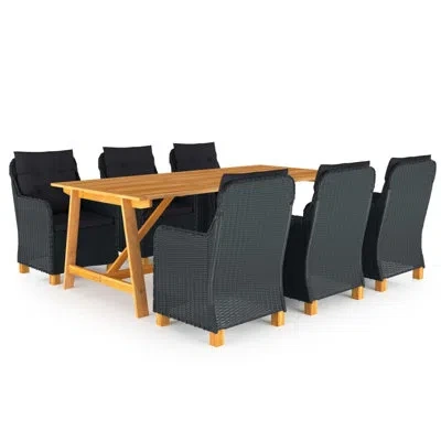 Vidaxl 7 Piece Garden Dining Set Light Gray In Dark Gray