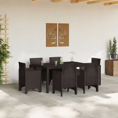 Vidaxl 7 Piece Garden Dining Set Poly Rattan In Brown