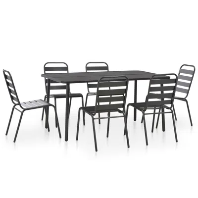 Vidaxl 7 Piece Outdoor Dining Set Steel Dark Gray, 44263 In Black