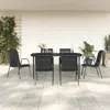 Vidaxl 7 Piece Patio Dining Set Black Steel And Textilene