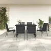 Vidaxl 7 Piece Patio Dining Set Black Steel And Textilene