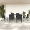 Vidaxl 7 Piece Patio Dining Set Black Steel And Textilene