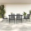 Vidaxl 7 Piece Patio Dining Set Black Steel And Textilene