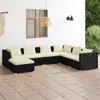 Vidaxl 7 Piece Patio Lounge Set With Cushions Poly Rattan Black