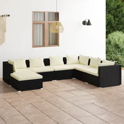 Vidaxl 7 Piece Patio Lounge Set With Cushions Poly Rattan Black
