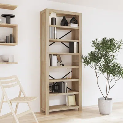 Vidaxl 7-tier Bookcase 31.5"x11.8"x78.7" Solid Wood Acacia In Neutral