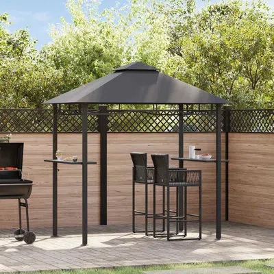 Vidaxl 7.9 Ft. W X 4.9 Ft. D Anthracite Steel Party Tent Gazebo