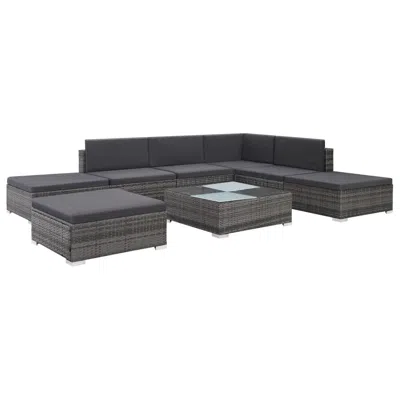 Vidaxl 8 Piece Garden Lounge Set With Cushions Poly Rattan Gray, 44429