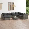 VIDAXL 8 PIECE PATIO LOUNGE SET WITH CUSHIONS POLY RATTAN GRAY