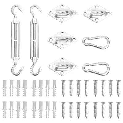 Vidaxl 8 Piece Sunshade Sail Accessory Set Stainless Steel 0243 In Gray
