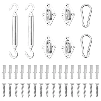 Vidaxl 8 Piece Sunshade Sail Accessory Set Stainless Steel 0247 In Metallic