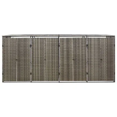 Vidaxl 8.99 Ft. W X 2.63 Ft. D Poly Rattan Traditional Garbage Shed In Gray