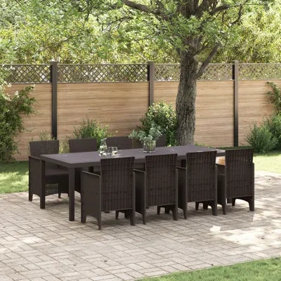 Vidaxl 9 Piece Garden Dining Set Poly Rattan In Brown