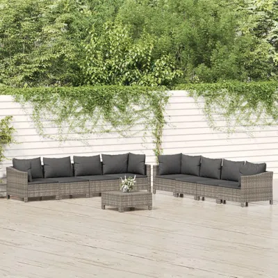 Vidaxl 9 Piece Patio Lounge Set With Cushions Gray Poly Rattan