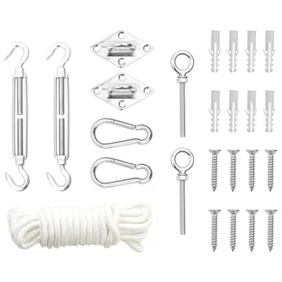 Vidaxl 9 Piece Sunshade Sail Accessory Set Stainless Steel 0248 In White