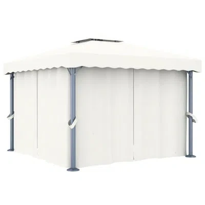 Vidaxl 9.84 Ft. W X 9.84 Ft. D Steel Patio Gazebo Gazebo In Cream