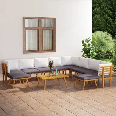 Vidaxl Acacia 10 - Person Modular Patio Conversation Set With Cushions