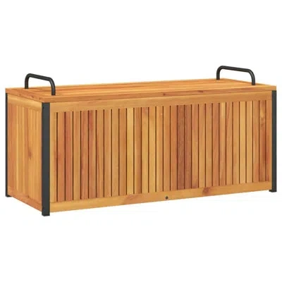 Vidaxl Acacia Solid Wood/metal Cabinet Deck Box In Brown