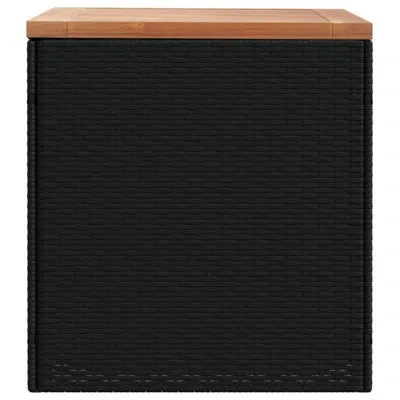 Vidaxl Acacia Steel/solid Wood/wicker Deck Box In Black,brown