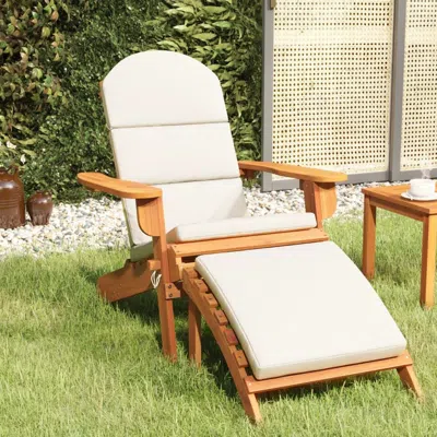 Vidaxl Adirondack Patio Chair With Footrest Solid Wood Acacia In Neutral