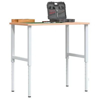 Vidaxl Adjustable Work Bench Frames 2 Pcs Metal 21.7"x(27.2"-37.6") Gray, 147932 In White