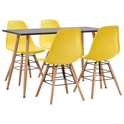 Vidaxl Andersyn Dining Set With 4 Chairs And One Bench In Yellow