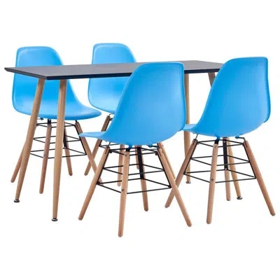 Vidaxl Aniyiah Dining Set With 4 Chairs In Blue