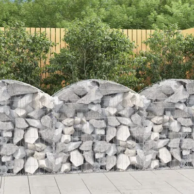 Vidaxl Arched Gabion Basket 39.4"x19.7"x31.5"/39.4" Galvanized Iron In Metallic