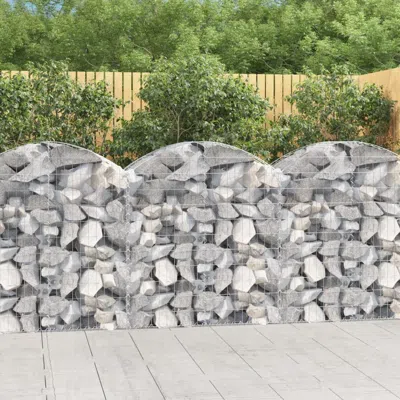 Vidaxl Arched Gabion Basket 39.4"x19.7"x39.4"/47.2" Galvanized Iron In Metallic