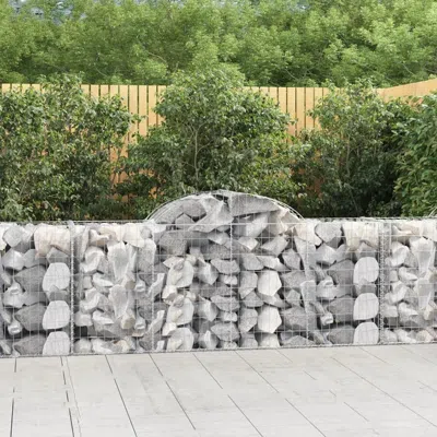 Vidaxl Arched Gabion Basket 78.7"x19.7"x31.5"/39.4" Galvanized Iron In Metallic