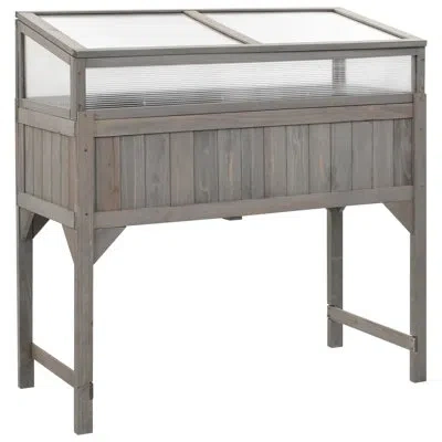 Vidaxl Artee Raised Bed With Greenhouse 43.3" X 21.3" X 47.2" Solid Fir Wood