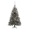Vidaxl Artificial Christmas Tree Led & Ball Set & Flocked Snow 70.9" Pvc & Pe