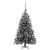 Vidaxl Artificial Christmas Tree Led & Ball Set & Flocked Snow 70.9" Pvc & Pe
